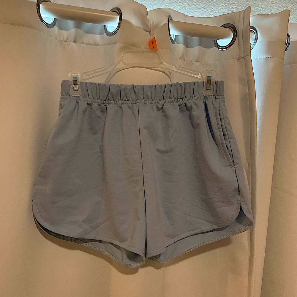 light blue highwasted shorts